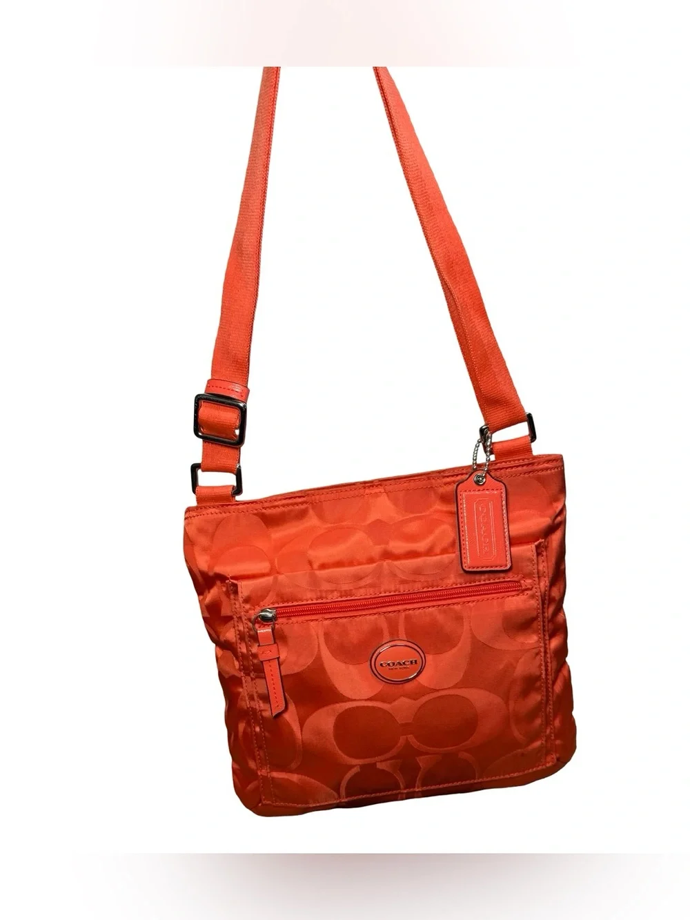 Coach Getaway Bright Coral Orange Zip Top Handbag Shoulder Bag F17740